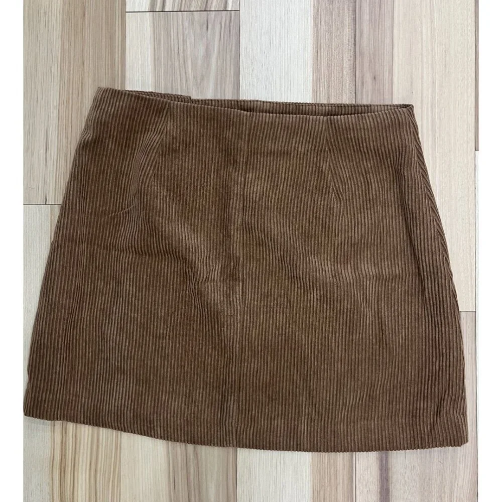 Wild Honey Brown Corduroy Mini Skirt With Button Detail Size S - Picture 3 of 3